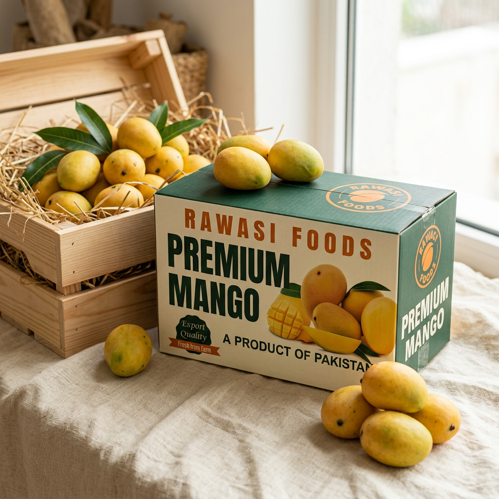 Anwar Ratol mangoes with the Rawasi Foods packed box