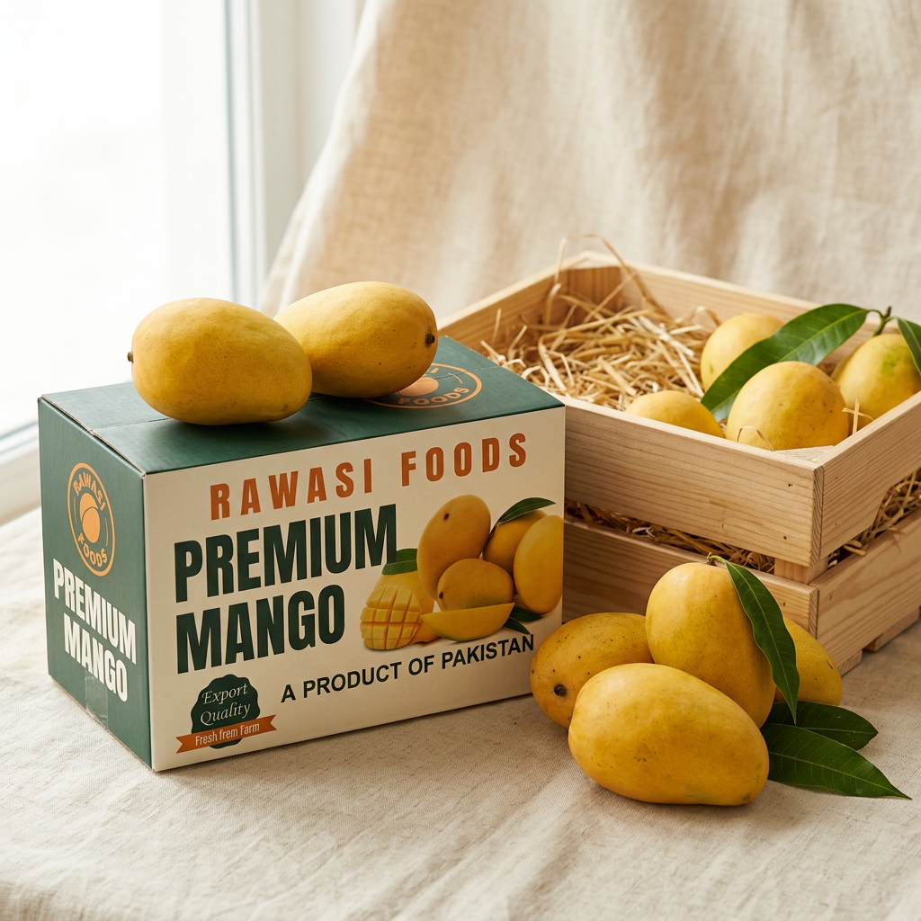 Sindhri mangoes with the Rawasi Foods packed box